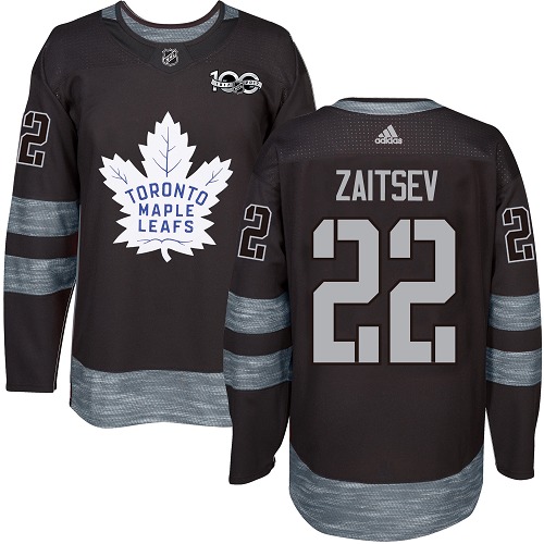 Adidas Maple Leafs #22 Nikita Zaitsev Black 1917-100th Anniversary Stitched NHL Jersey